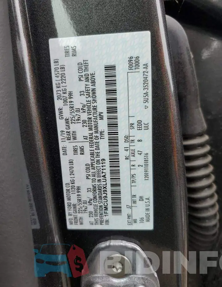 1FMCU9J9XLUA71119 Photo# 13