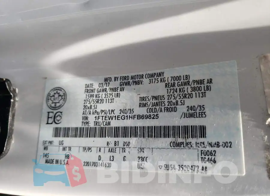 1FTEW1EG1HFB69825 Photo# 12