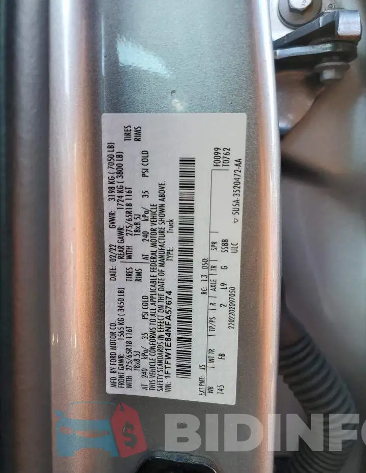1FTFW1E84NFA57674 Photo# 12