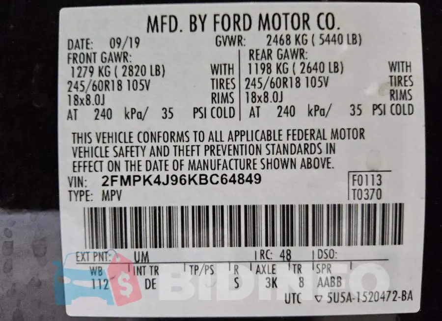 2FMPK4J96KBC64849 Photo# 13