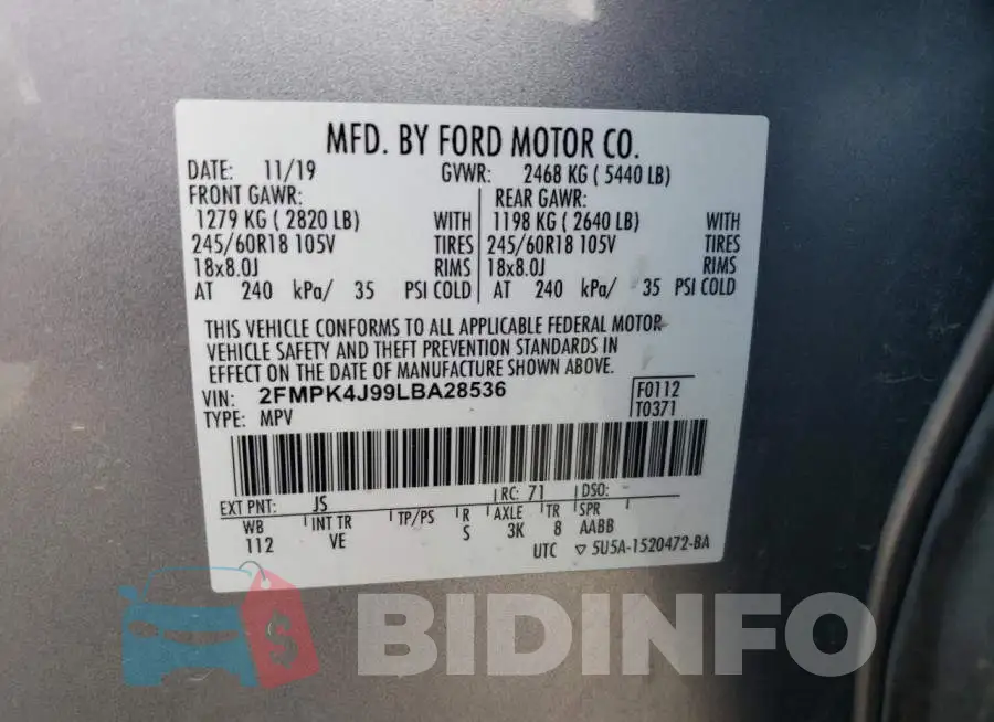 2FMPK4J99LBA28536 Photo# 14