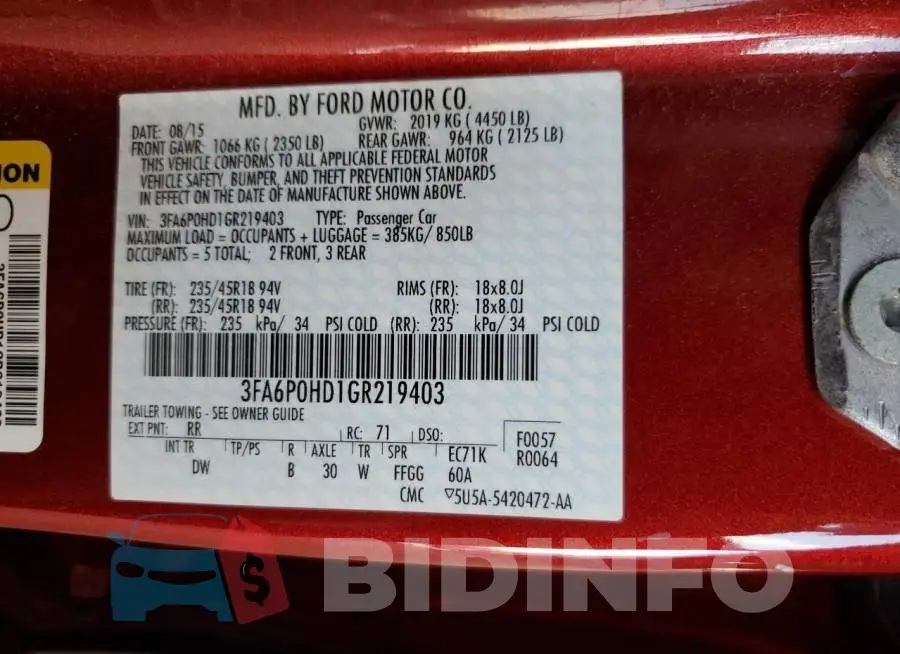 3FA6P0HD1GR219403 Photo# 12