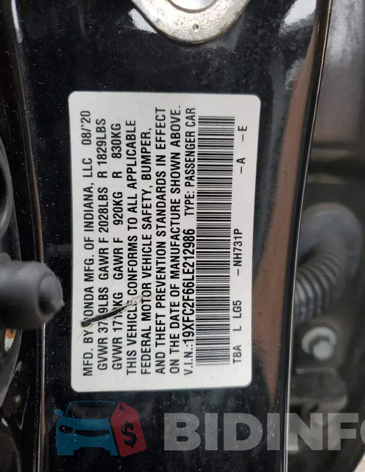 19XFC2F66LE212986 Photo# 12