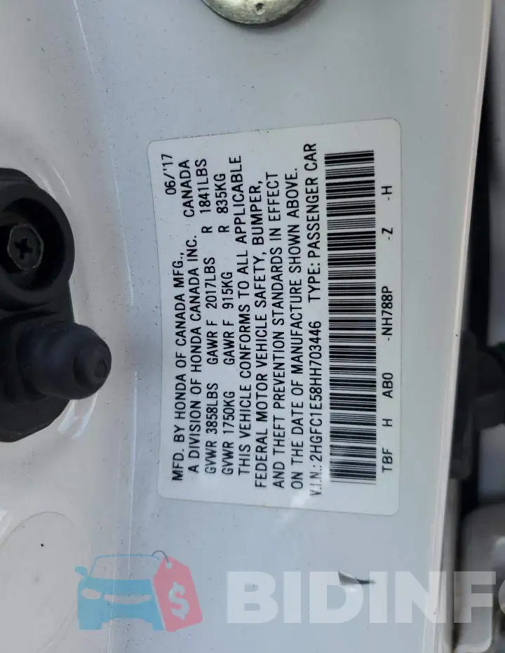 2HGFC1E58HH703446 Photo# 12