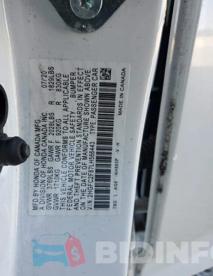 2HGFC2F87LH566443 Photo# 12
