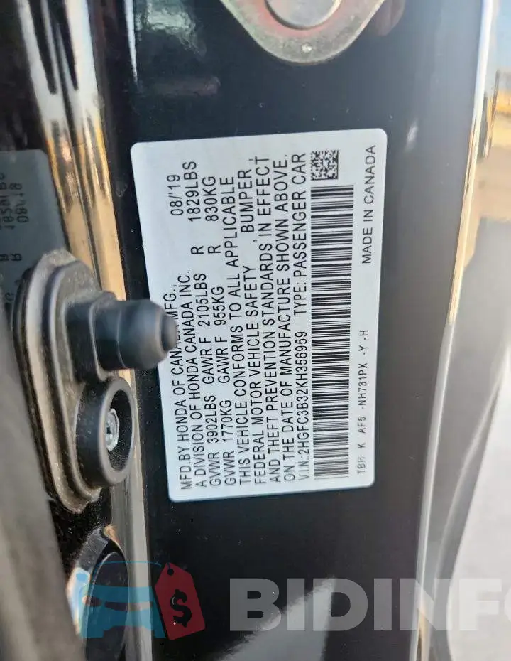 2HGFC3B32KH356959 Photo# 12