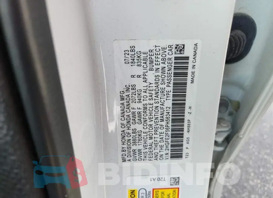 2HGFE2F56PH563412 Photo# 13