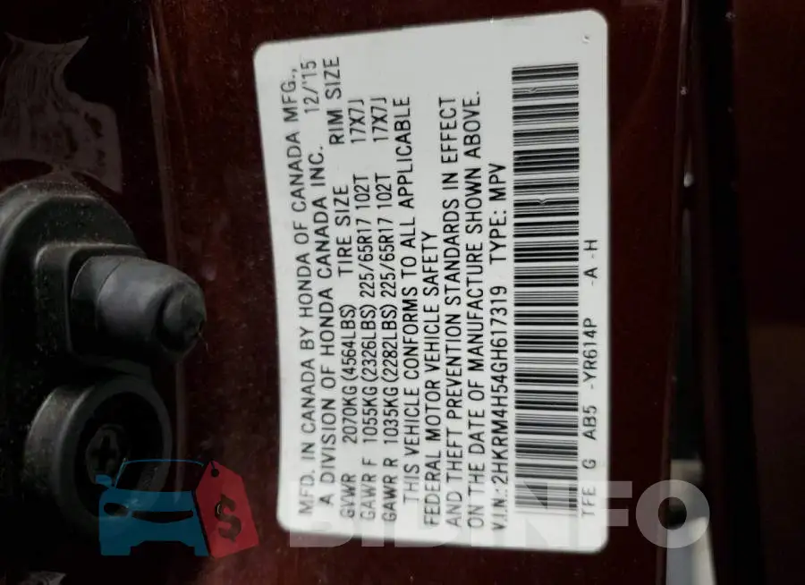 2HKRM4H54GH617319 Photo# 13