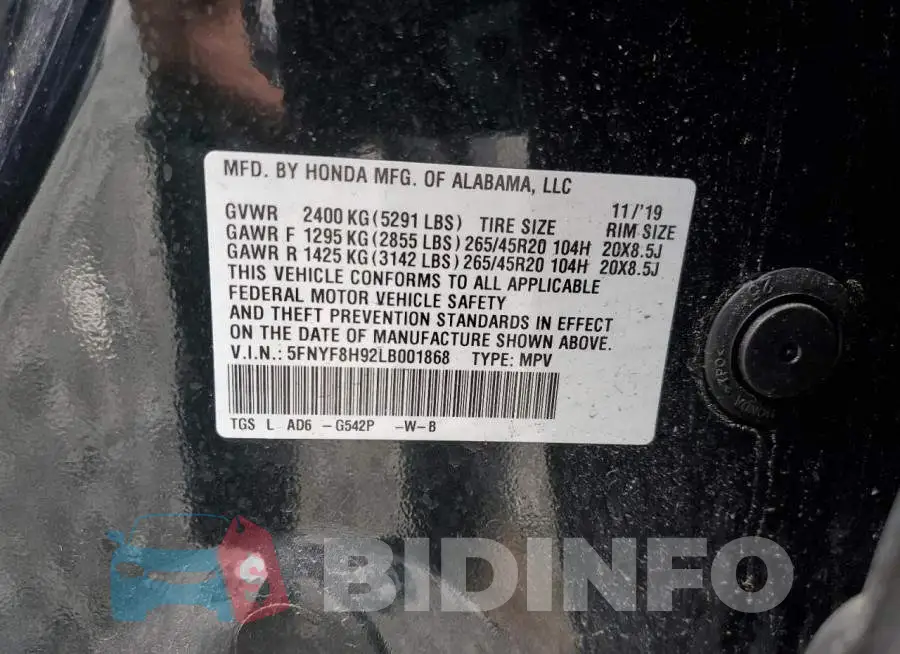 5FNYF8H92LB001868 Photo# 13