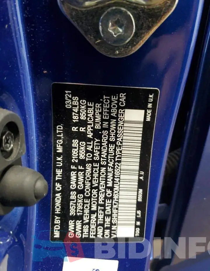 SHHFK7H6XMU416522 Photo# 12