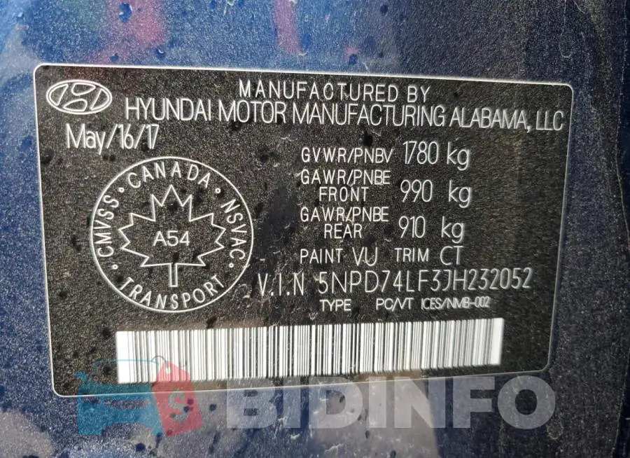 5NPD74LF3JH232052 Photo# 12
