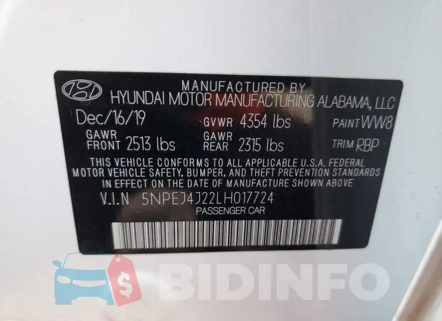 5NPEJ4J22LH017724 Photo# 12