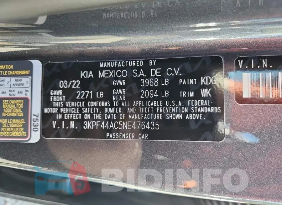 3KPF44AC5NE476435 Photo# 12