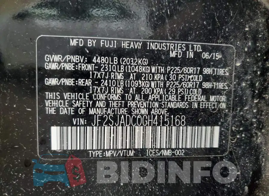 JF2SJADC0GH415168 Photo# 13