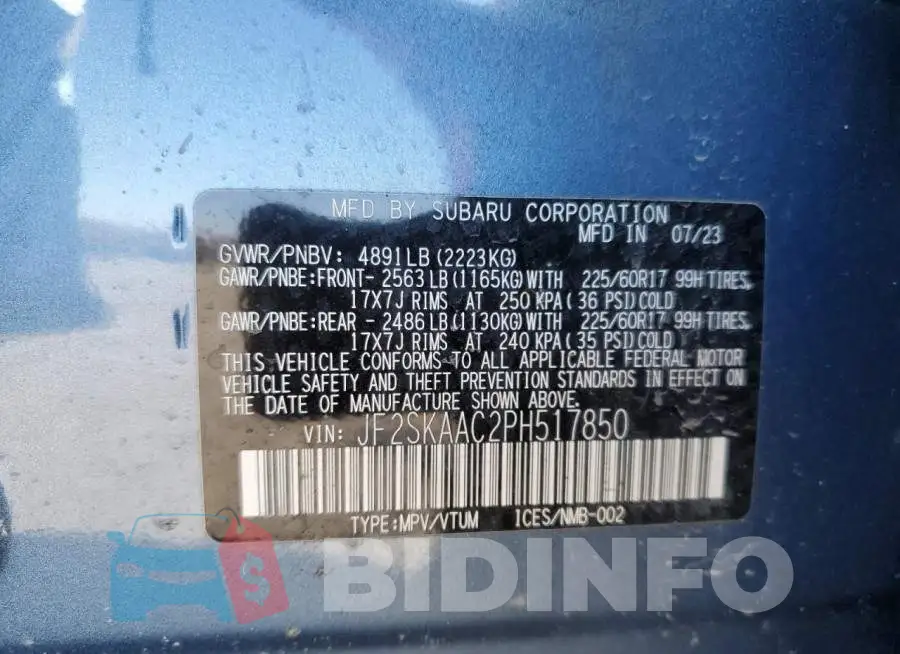 JF2SKAAC2PH517850 Photo# 13
