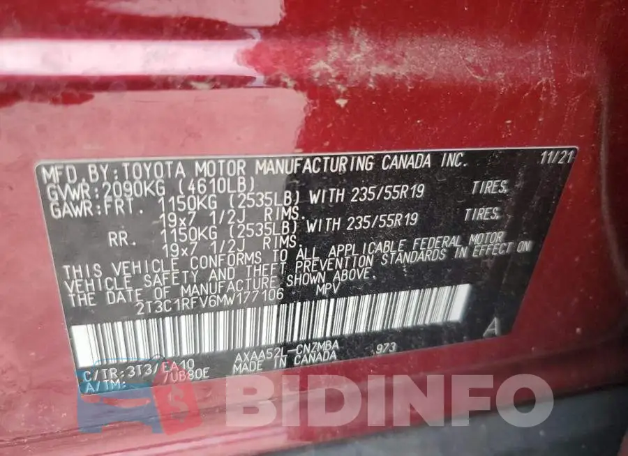 2T3C1RFV6MW177106 Photo# 14