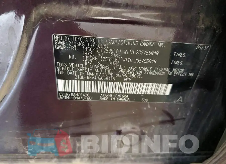 2T3DFREV4HW658145 Photo# 13