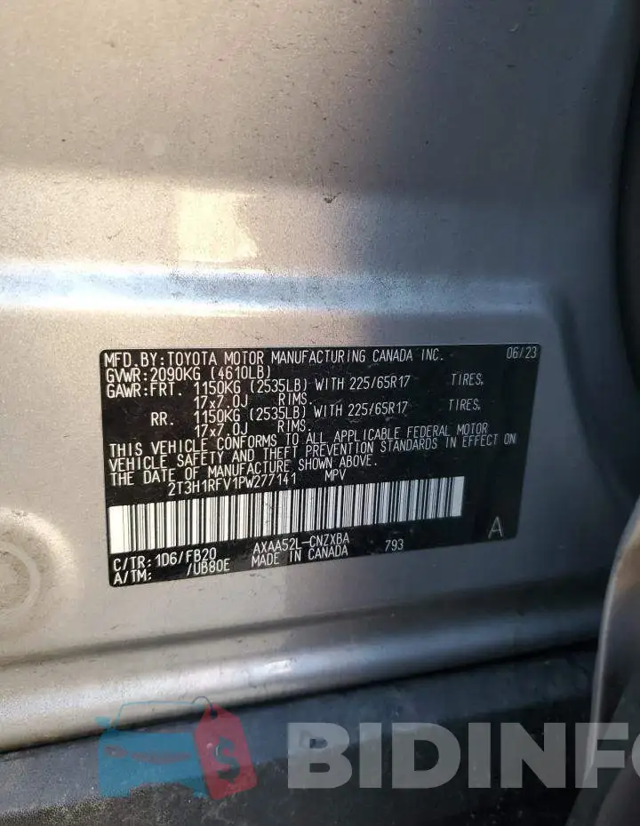 2T3H1RFV1PW277141 Photo# 13