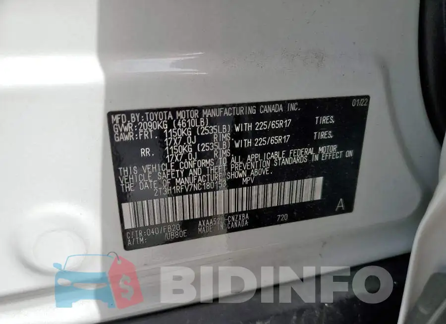 2T3H1RFV7NC180153 Photo# 14