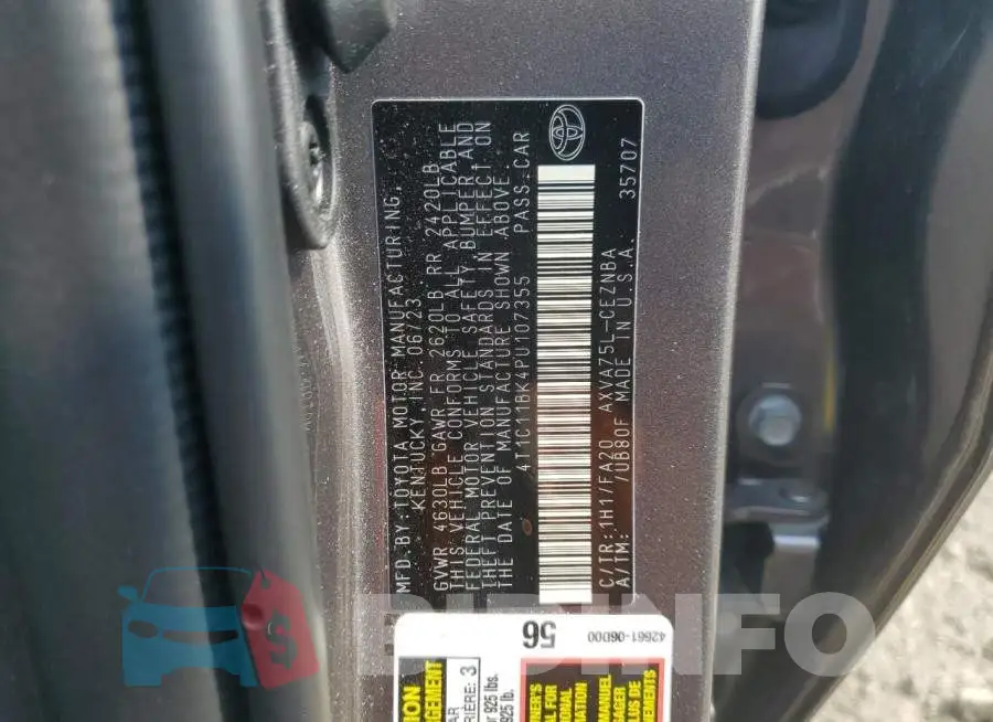 4T1C11BK4PU107355 Photo# 12