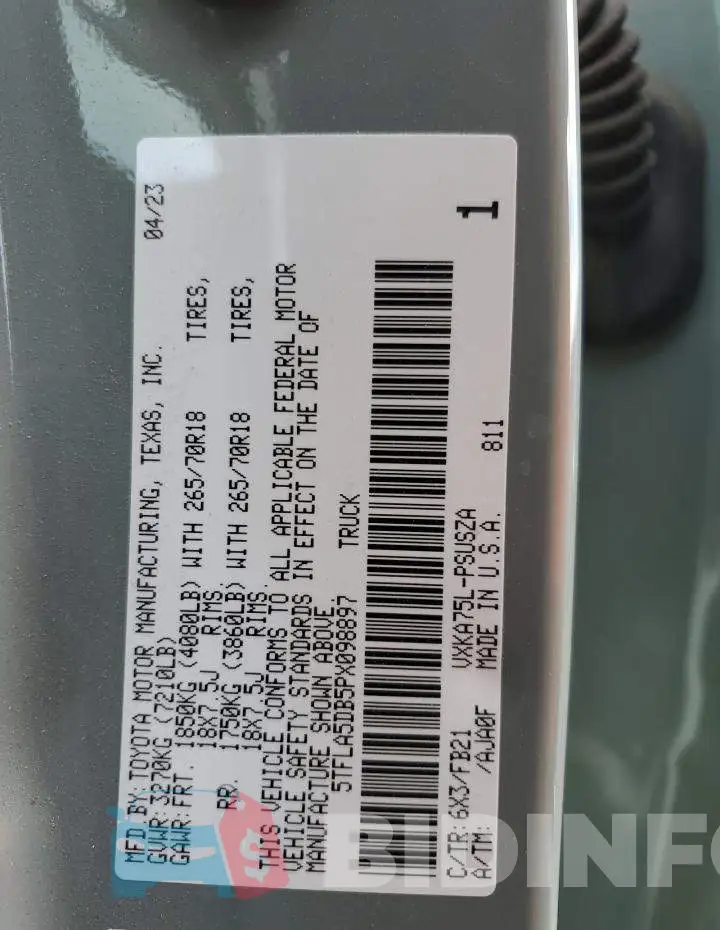 5TFLA5DB5PX098897 Photo# 12