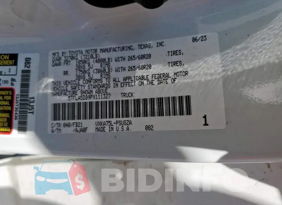 5TFLA5DB9PX111327 Photo# 12