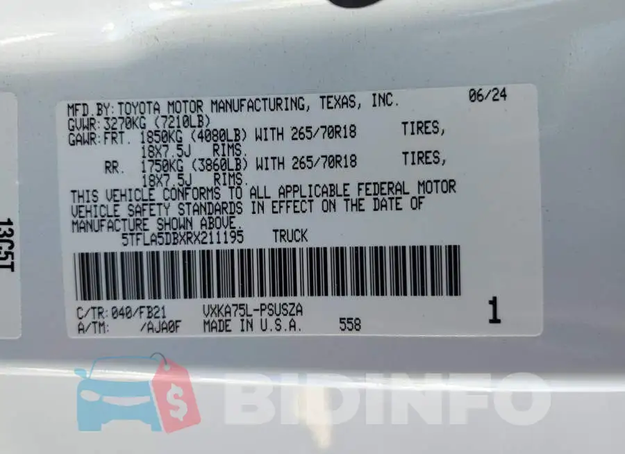 5TFLA5DBXRX211195 Photo# 13