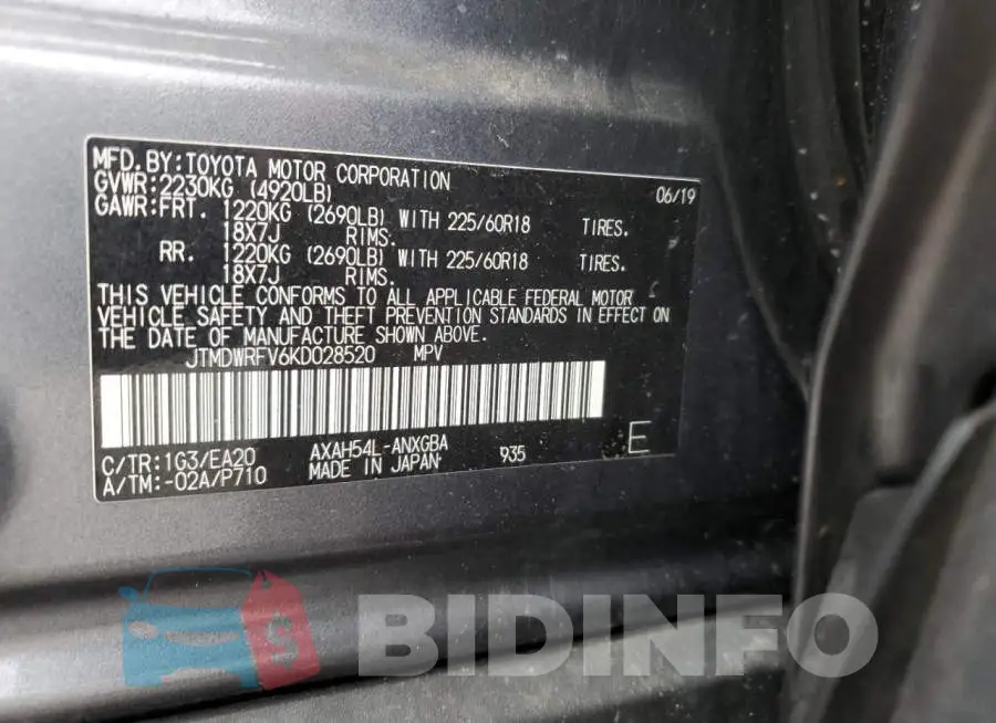 JTMDWRFV6KD028520 Photo# 14