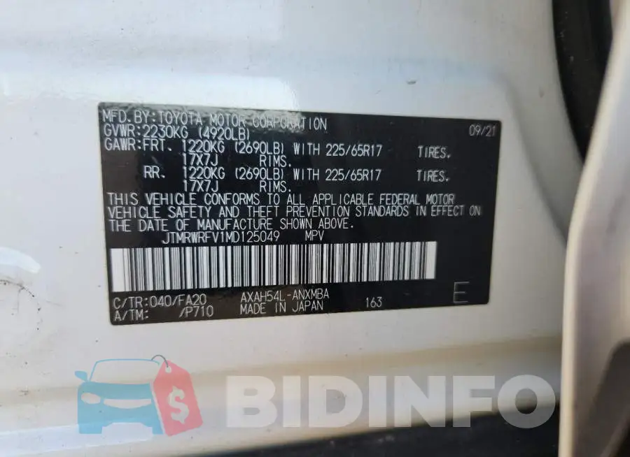 JTMRWRFV1MD125049 Photo# 13