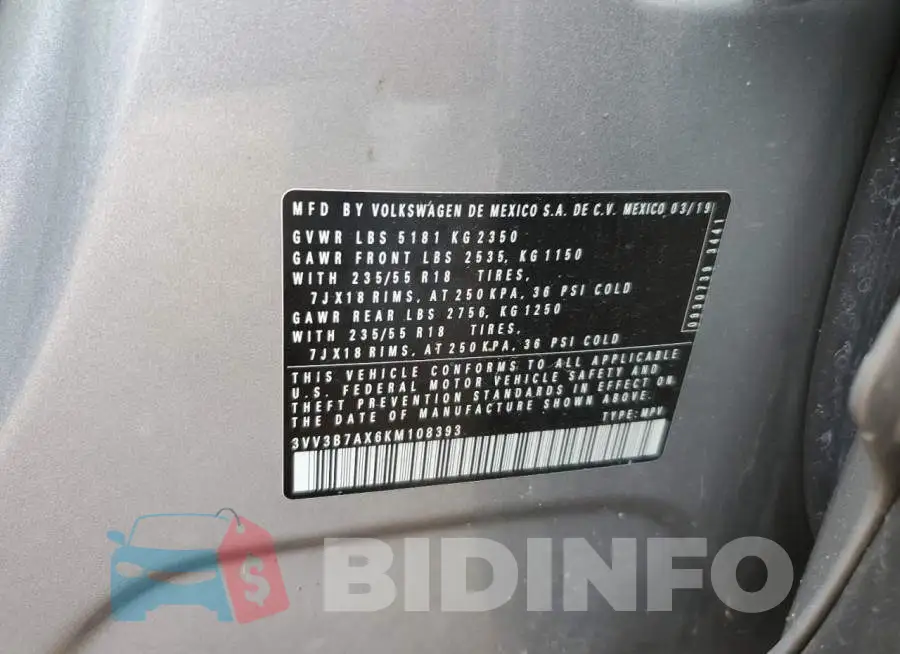 3VV3B7AX6KM108393 Photo# 12