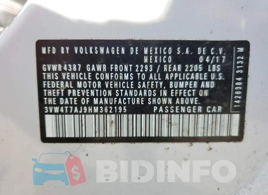 3VW4T7AJ9HM362195 Photo# 13