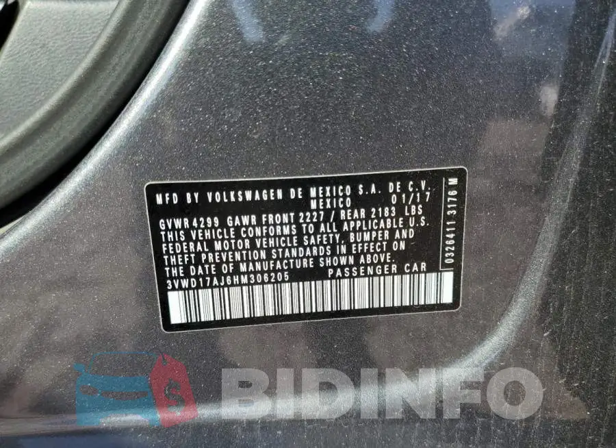 3VWD17AJ6HM306205 Photo# 12
