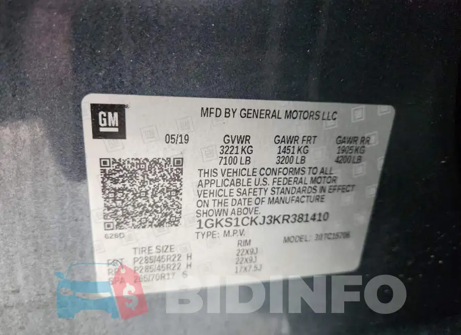 1GKS1CKJ3KR381410 Photo# 14