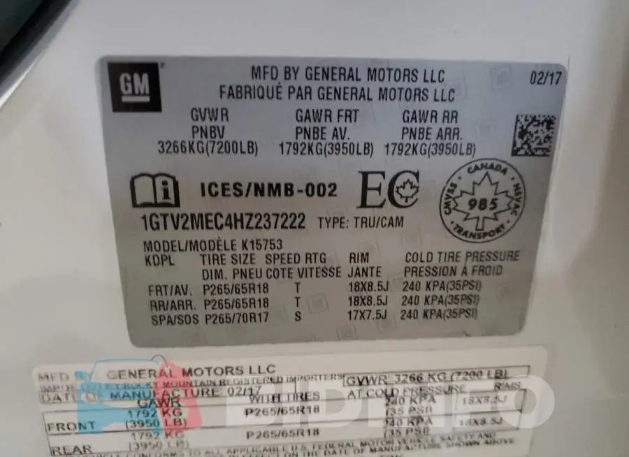 1GTV2MEC4HZ237222 Photo# 12
