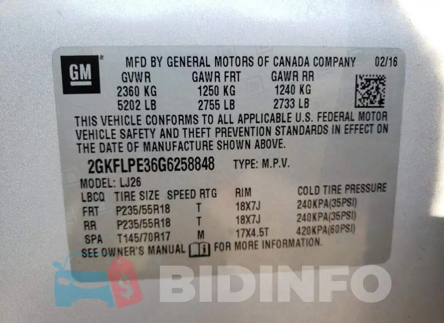 2GKFLPE36G6258848 Photo# 14