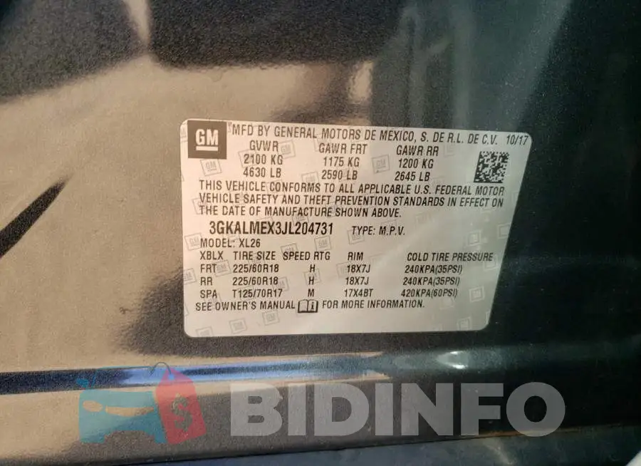 3GKALMEX3JL204731 Photo# 13