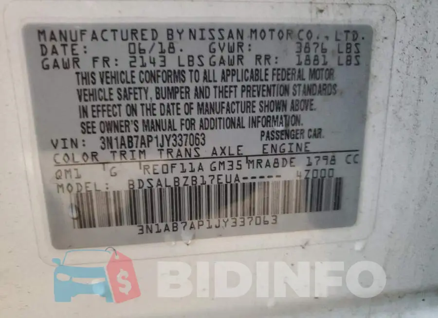 3N1AB7AP1JY337063 Photo# 12