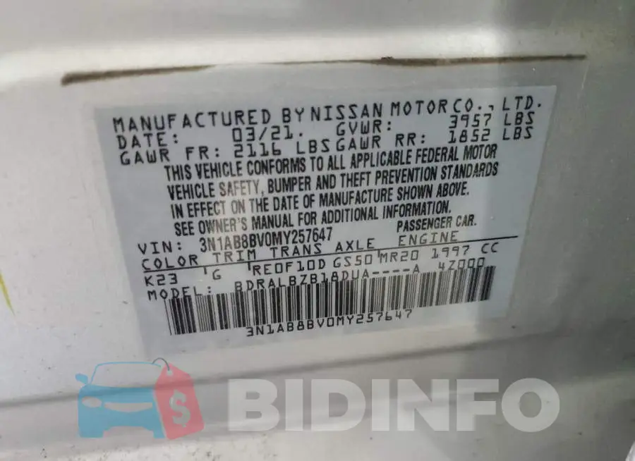 3N1AB8BV0MY257647 Photo# 12