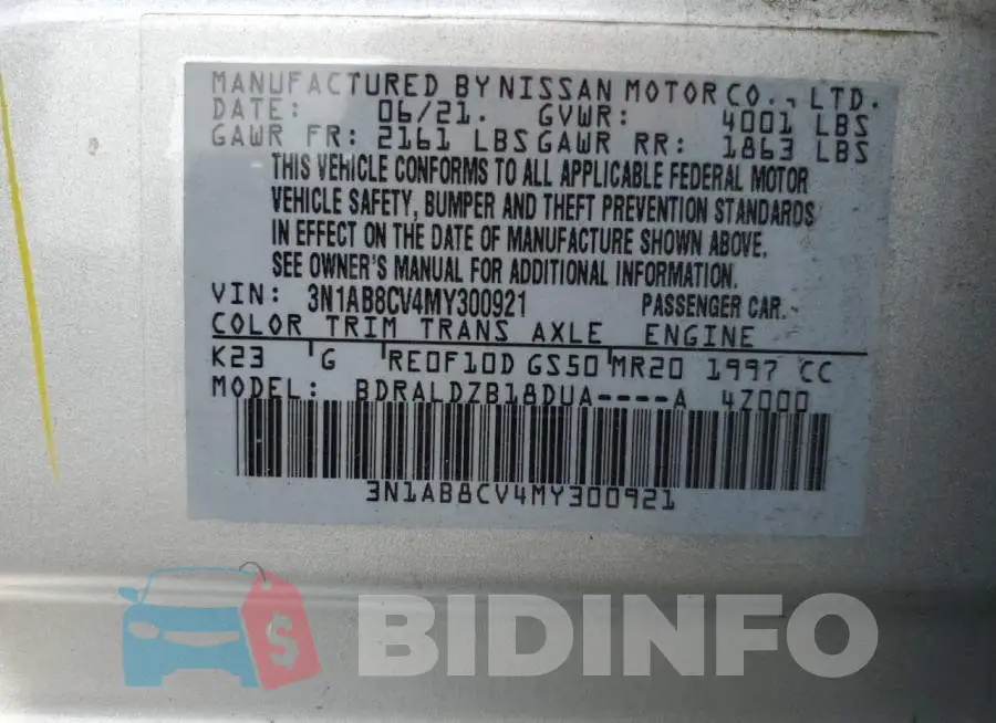 3N1AB8CV4MY300921 Photo# 12