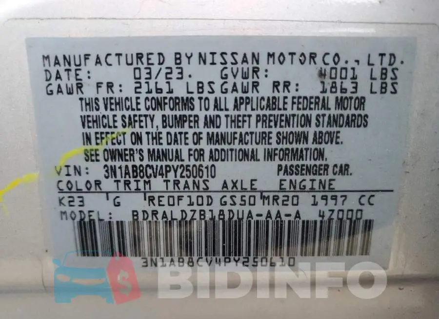 3N1AB8CV4PY250610 Photo# 13