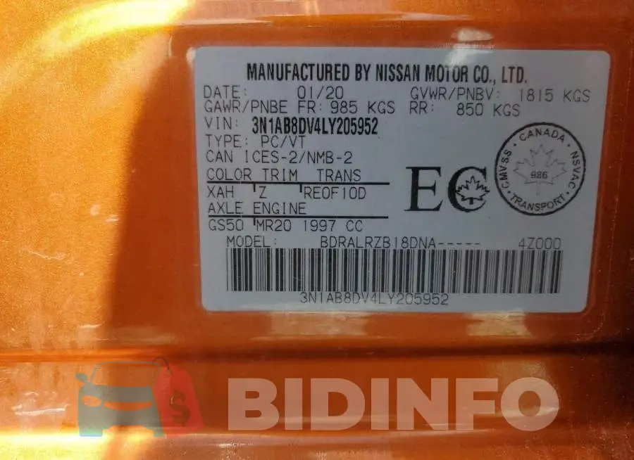 3N1AB8DV4LY205952 Photo# 13