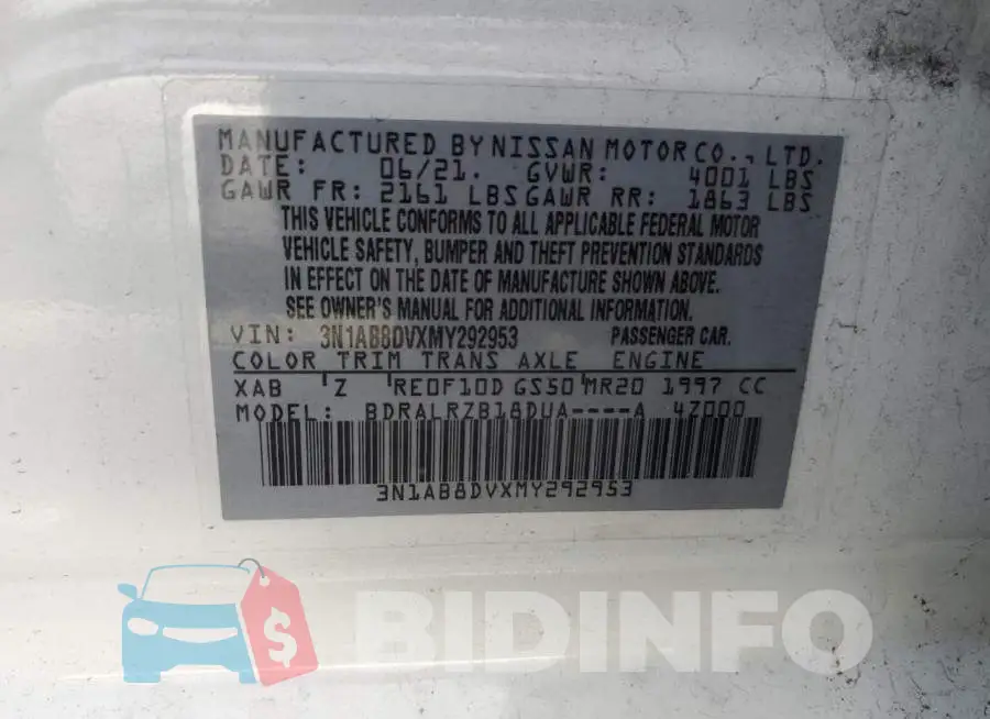 3N1AB8DVXMY292953 Photo# 12