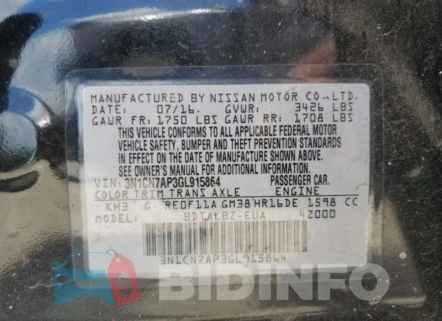 3N1CN7AP3GL915864 Photo# 12