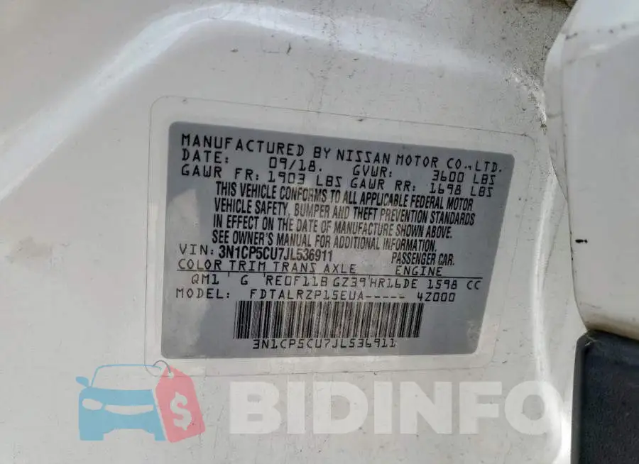 3N1CP5CU7JL536911 Photo# 13