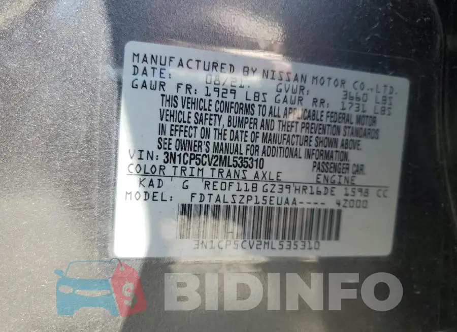 3N1CP5CV2ML535310 Photo# 13