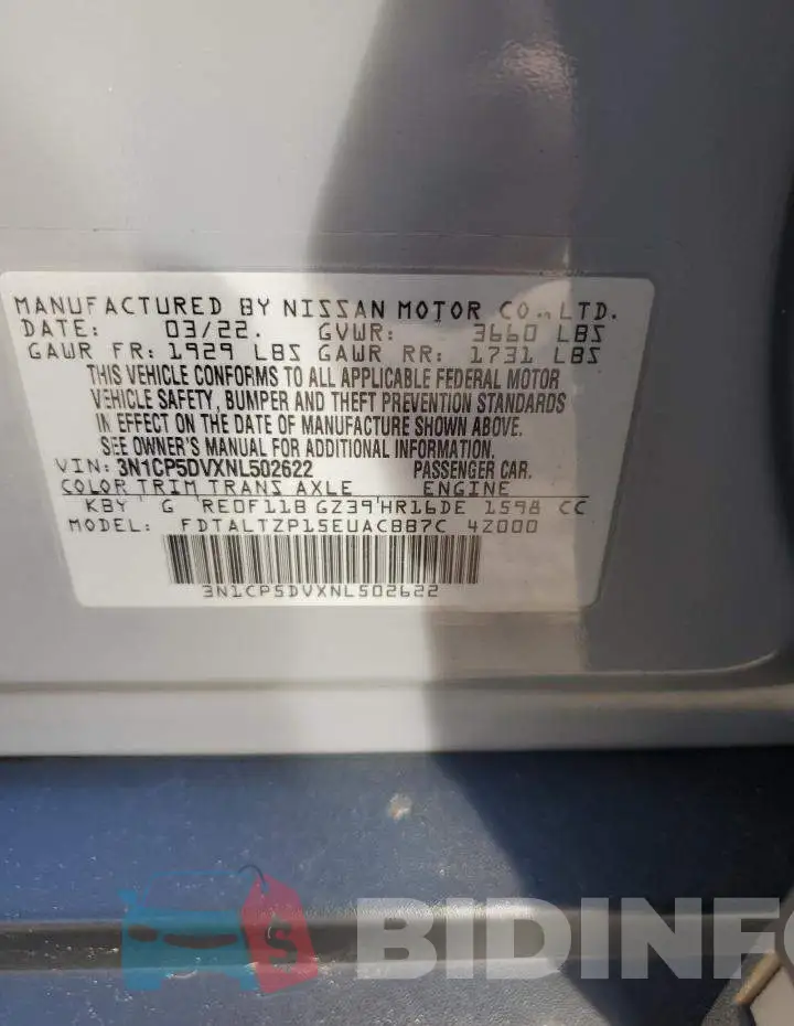 3N1CP5DVXNL502622 Photo# 14