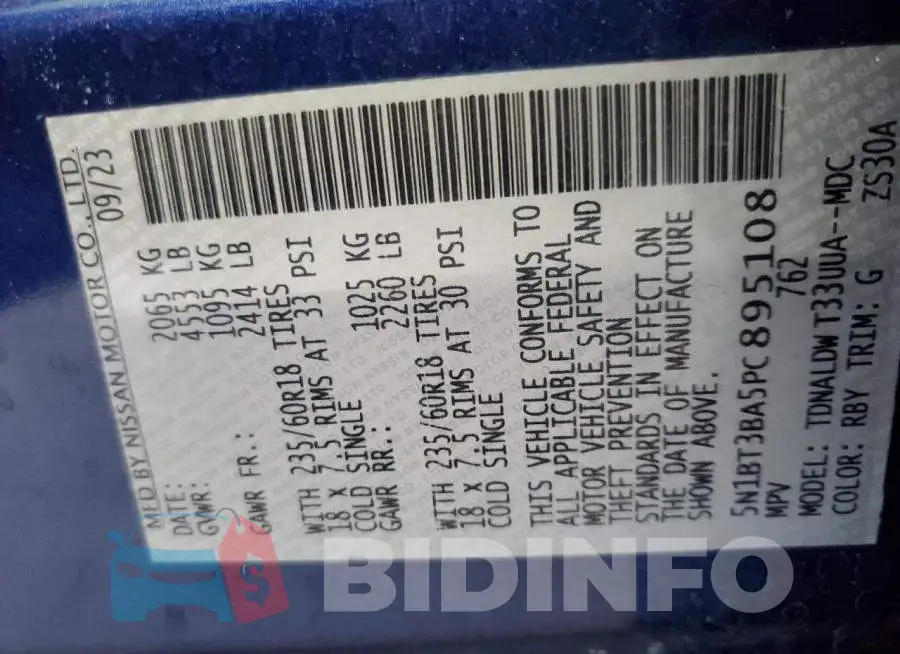 5N1BT3BA5PC895108 Photo# 14