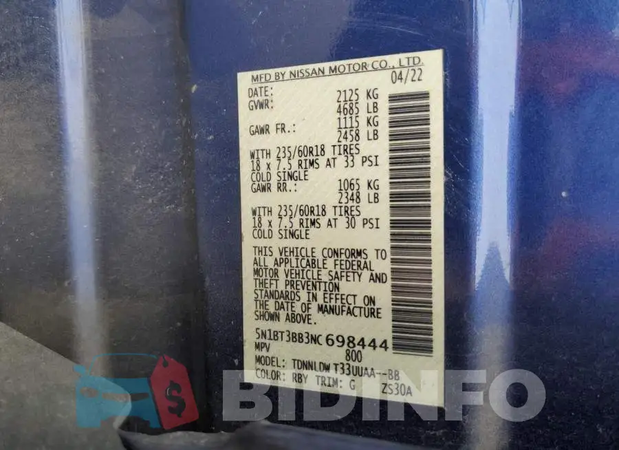 5N1BT3BB3NC698444 Photo# 13