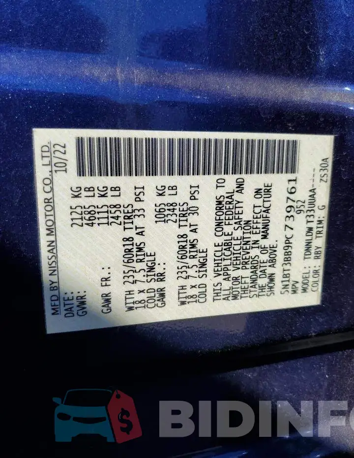 5N1BT3BB9PC739761 Photo# 14