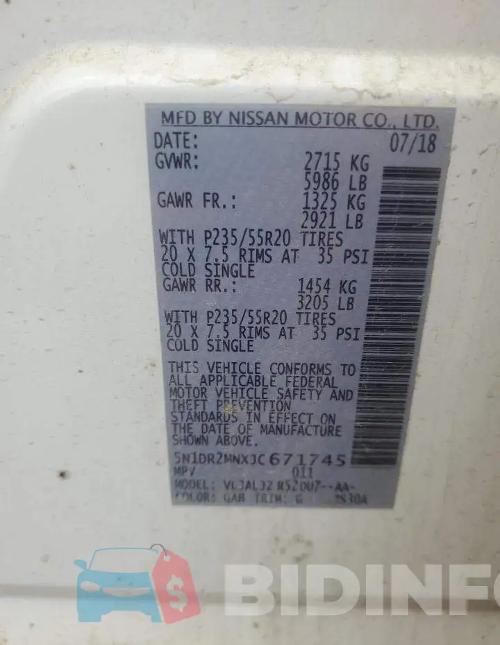 5N1DR2MNXJC671745 Photo# 13